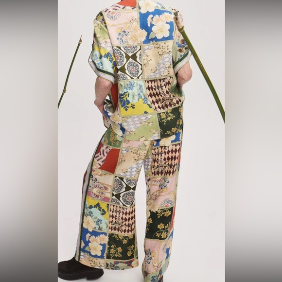 New 2025 ALEMAIS Bianca Patchwork Wide-Leg Pants and matching top set - Picture 4 of 13